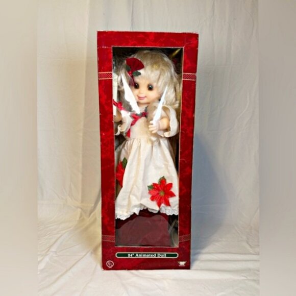 Vintage Trim A Home 24" Angel Animated Illuminated Big Eyed Doll Christmas Decor - Picture 6 of 8